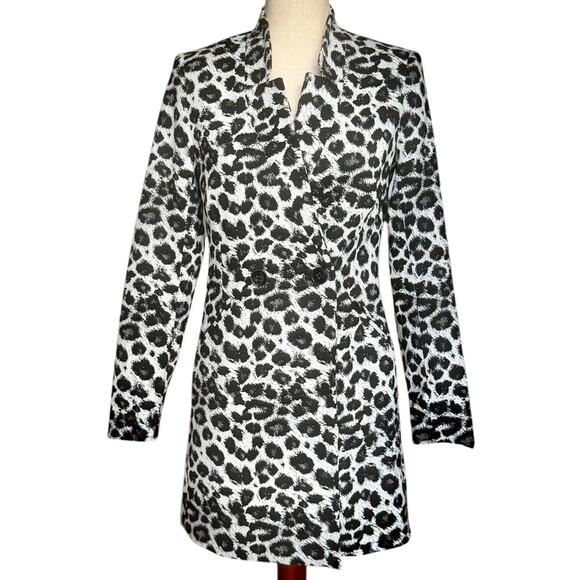 Renuar Leopard Print Trench Style Coat Double Button Lined Women’s Size 0 - Picture 1 of 10